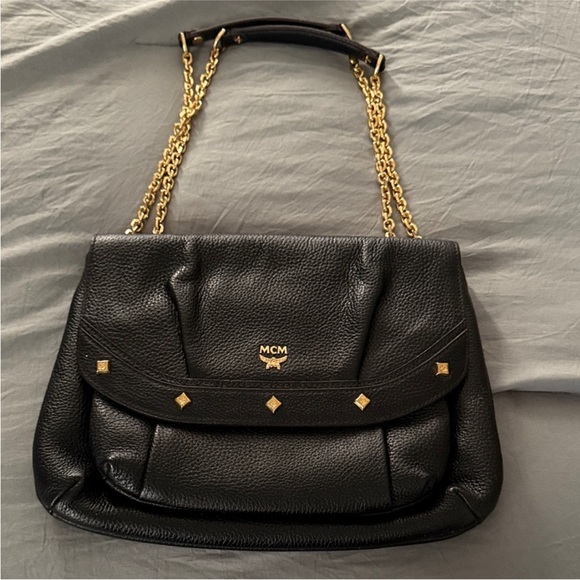 MCM Black Shoulder Bag with Gold Chain - Picture 7 of 8